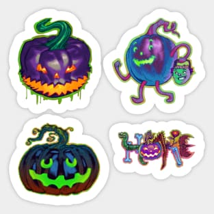 Halloween Purple Zombie Jack O' Lantern Sticker Pack Sticker